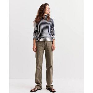 Kule Navy Cream Striped The Turtleneck Long Sleeve Top Size XS